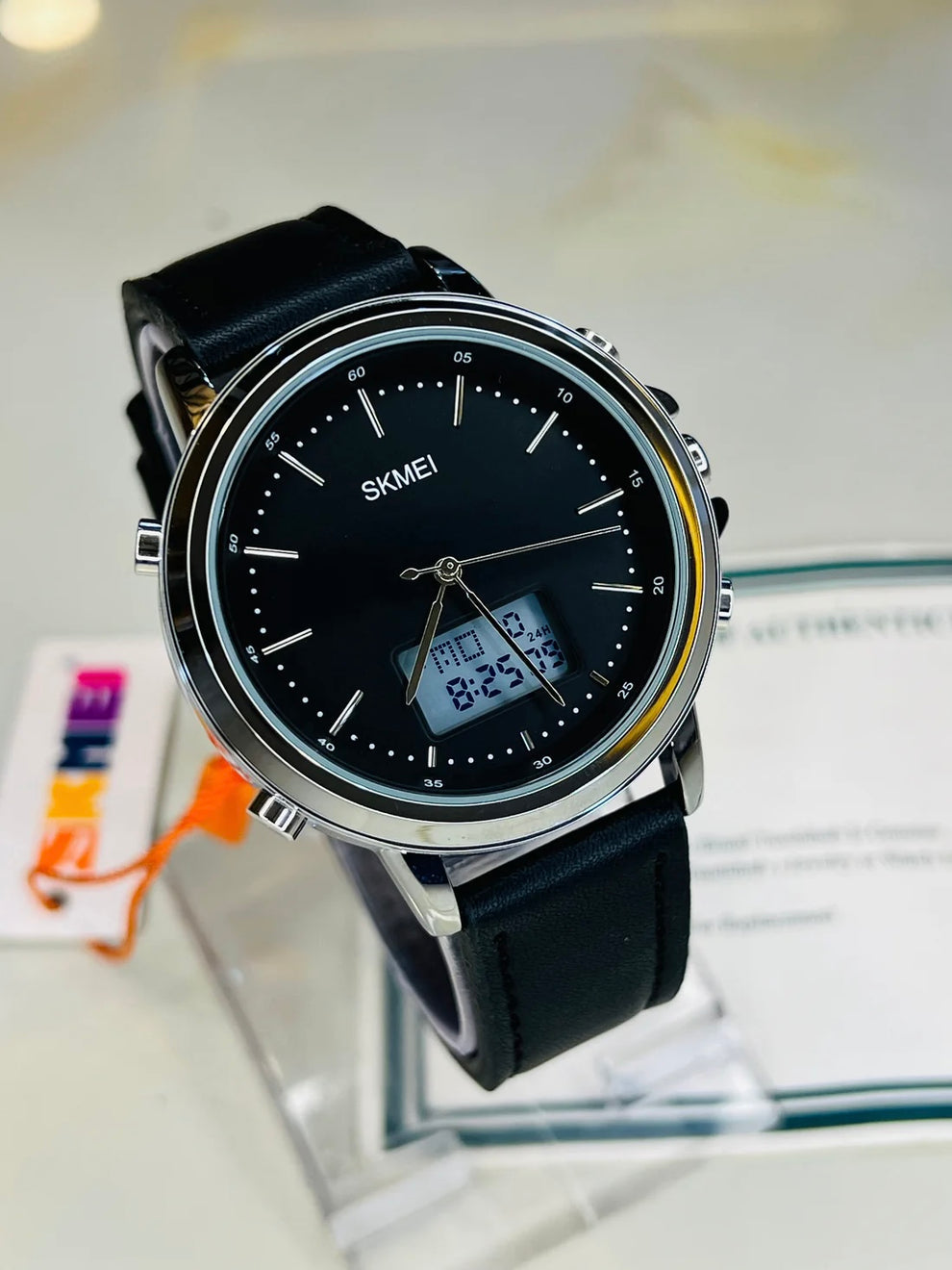 SKMEI 1652 - Leather Belt Dual Time Casual Watch For Men's