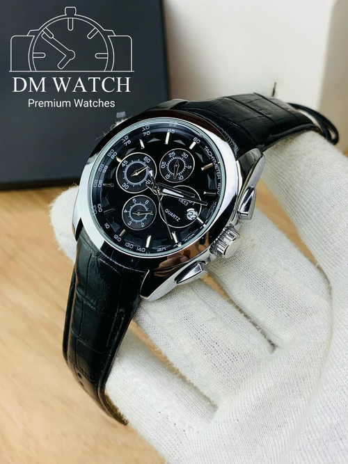 Branded Chronograph working Watch (Black Silver)